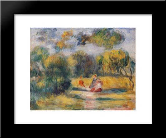 Figures In A Landscape 20x24 Black Modern Wood Framed Art Print Poster by Renoir, Pierre Auguste