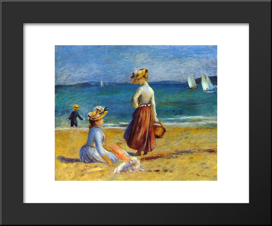 Figures On The Beach 20x24 Black Modern Wood Framed Art Print Poster by Renoir, Pierre Auguste