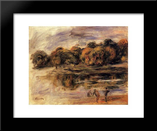 Fishermen By A Lake 20x24 Black Modern Wood Framed Art Print Poster by Renoir, Pierre Auguste