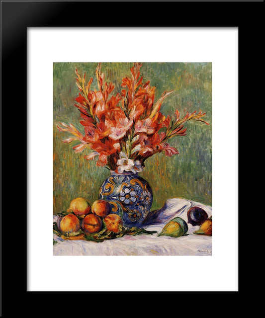 Flowers And Fruit 20x24 Black Modern Wood Framed Art Print Poster by Renoir, Pierre Auguste