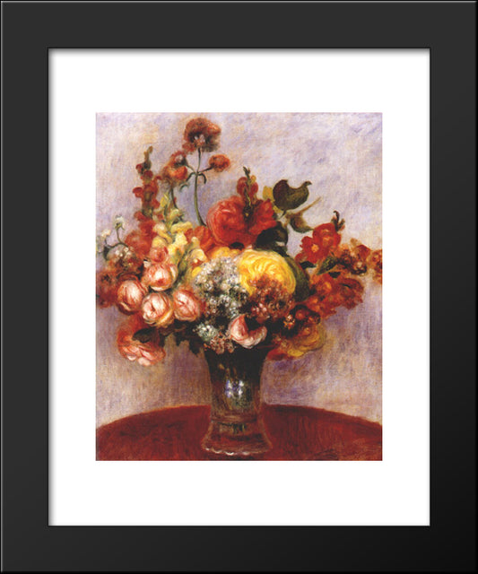 Flowers In A Vase 20x24 Black Modern Wood Framed Art Print Poster by Renoir, Pierre Auguste