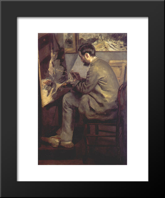 Frederic Bazille Painting The Heron (Frederic Bazille At His Easel) 20x24 Black Modern Wood Framed Art Print Poster by Renoir, Pierre Auguste