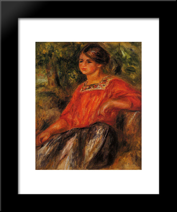 Gabrielle In The Garden At Cagnes 20x24 Black Modern Wood Framed Art Print Poster by Renoir, Pierre Auguste