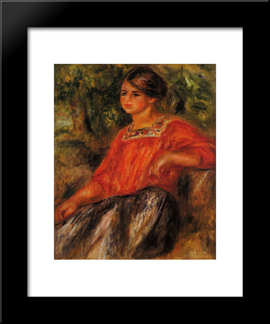 Gabrielle In The Garden At Cagnes 20x24 Black Modern Wood Framed Art Print Poster by Renoir, Pierre Auguste