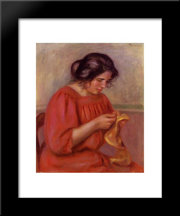 Gabrielle Mending 20x24 Black Modern Wood Framed Art Print Poster by Renoir, Pierre Auguste