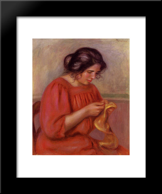 Gabrielle Mending 20x24 Black Modern Wood Framed Art Print Poster by Renoir, Pierre Auguste