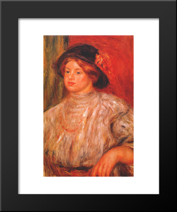Gabrielle With A Large Hat 20x24 Black Modern Wood Framed Art Print Poster by Renoir, Pierre Auguste