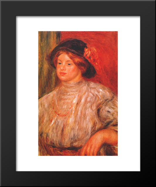 Gabrielle With A Large Hat 20x24 Black Modern Wood Framed Art Print Poster by Renoir, Pierre Auguste