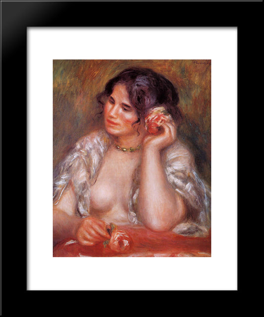 Gabrielle With A Rose 20x24 Black Modern Wood Framed Art Print Poster by Renoir, Pierre Auguste