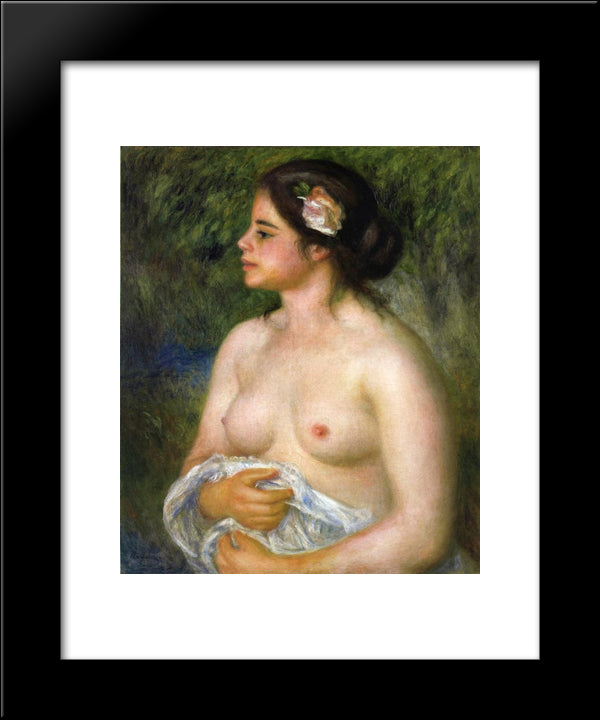 Gabrielle With A Rose (The Sicilian Woman) 20x24 Black Modern Wood Framed Art Print Poster by Renoir, Pierre Auguste