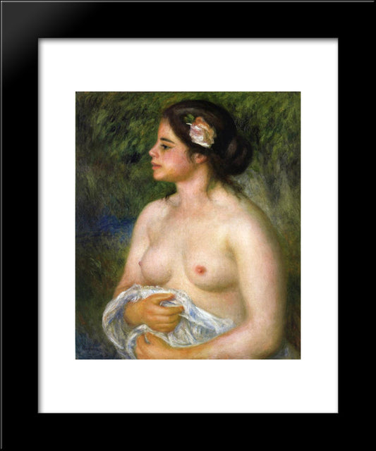 Gabrielle With A Rose (The Sicilian Woman) 20x24 Black Modern Wood Framed Art Print Poster by Renoir, Pierre Auguste