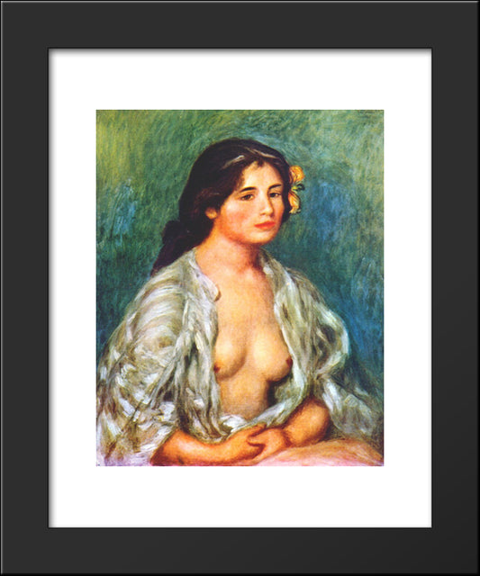 Gabrielle With Open Blouse 20x24 Black Modern Wood Framed Art Print Poster by Renoir, Pierre Auguste