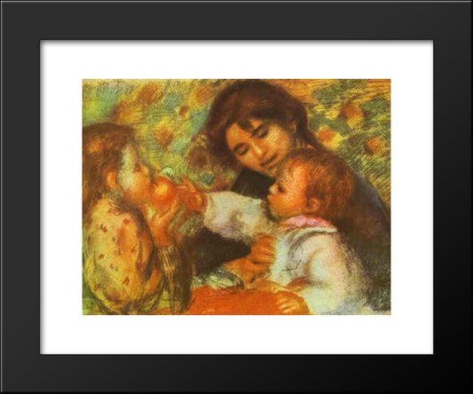 Gabrielle With Renoir'S Children 20x24 Black Modern Wood Framed Art Print Poster by Renoir, Pierre Auguste