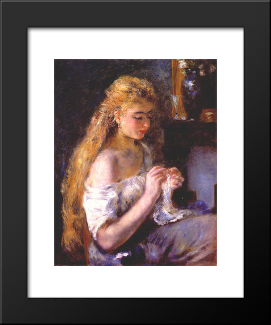 Girl Crocheting 20x24 Black Modern Wood Framed Art Print Poster by Renoir, Pierre Auguste