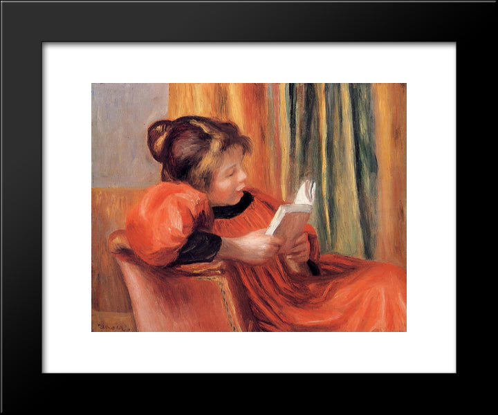 Girl Reading 20x24 Black Modern Wood Framed Art Print Poster by Renoir, Pierre Auguste