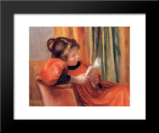 Girl Reading 20x24 Black Modern Wood Framed Art Print Poster by Renoir, Pierre Auguste