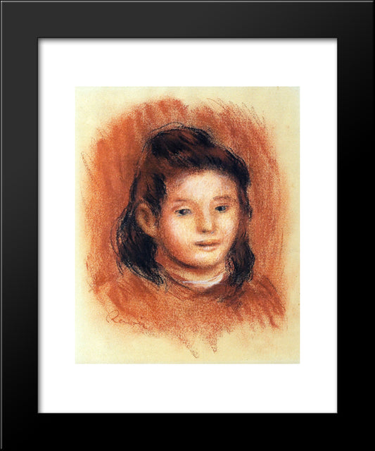 Girl S Head 20x24 Black Modern Wood Framed Art Print Poster by Renoir, Pierre Auguste