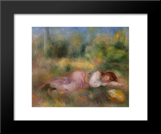 Girl Streched Out On The Grass 20x24 Black Modern Wood Framed Art Print Poster by Renoir, Pierre Auguste
