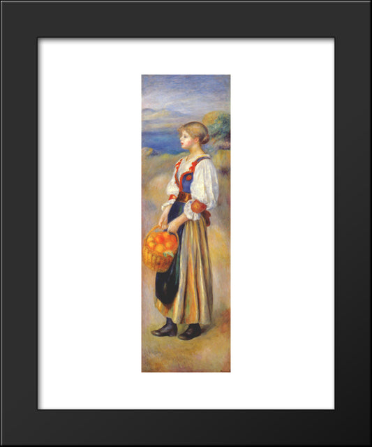 Girl With A Basket Of Oranges 20x24 Black Modern Wood Framed Art Print Poster by Renoir, Pierre Auguste