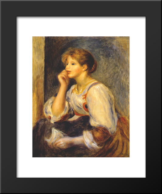 Girl With A Letter 20x24 Black Modern Wood Framed Art Print Poster by Renoir, Pierre Auguste