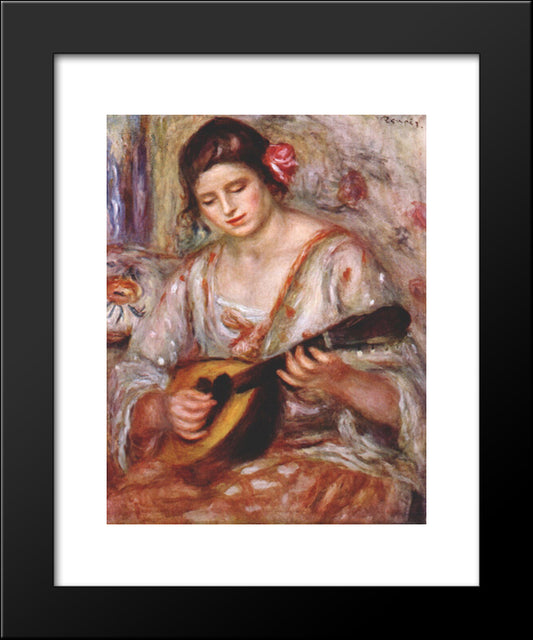 Girl With A Mandolin 20x24 Black Modern Wood Framed Art Print Poster by Renoir, Pierre Auguste