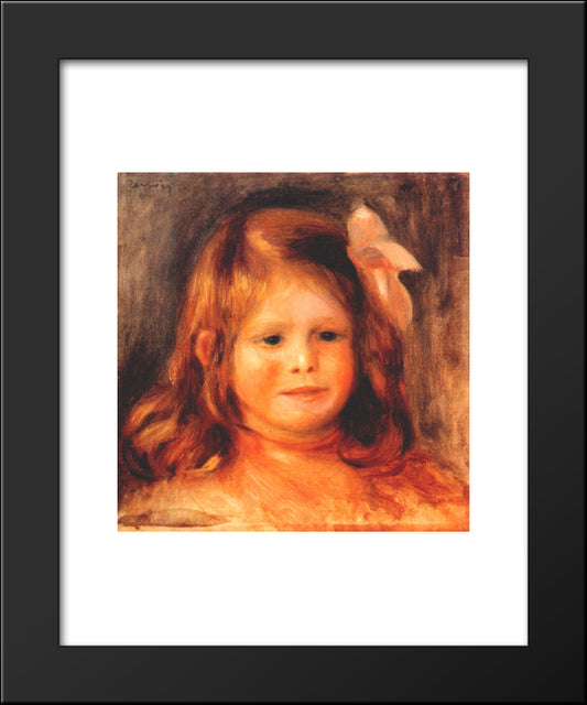 Girl With A Pink Ribbon 20x24 Black Modern Wood Framed Art Print Poster by Renoir, Pierre Auguste