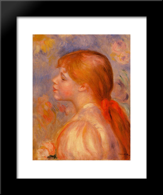 Girl With A Red Hair Ribbon 20x24 Black Modern Wood Framed Art Print Poster by Renoir, Pierre Auguste