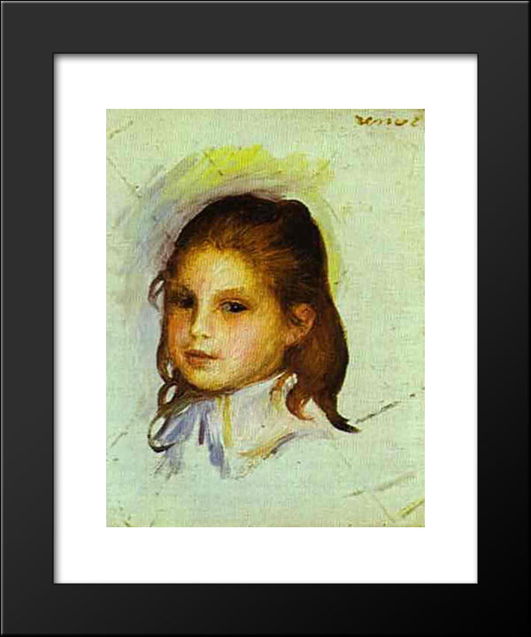 Girl With Brown Hair 20x24 Black Modern Wood Framed Art Print Poster by Renoir, Pierre Auguste