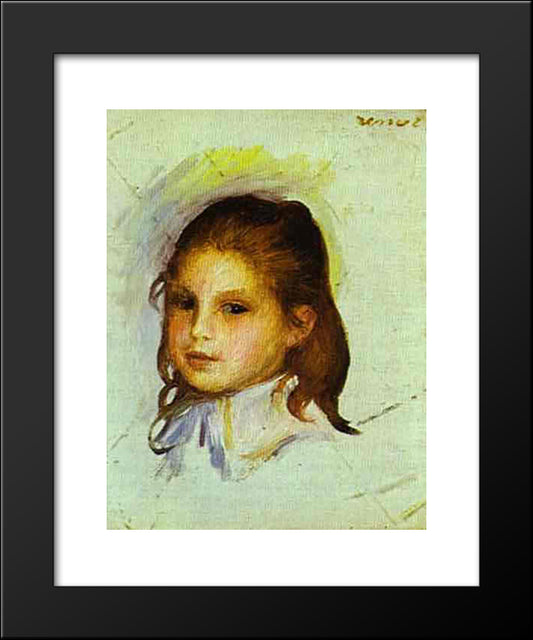 Girl With Brown Hair 20x24 Black Modern Wood Framed Art Print Poster by Renoir, Pierre Auguste