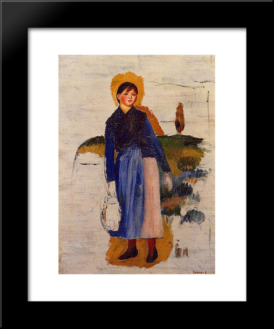 Girl With Red Stockings 20x24 Black Modern Wood Framed Art Print Poster by Renoir, Pierre Auguste