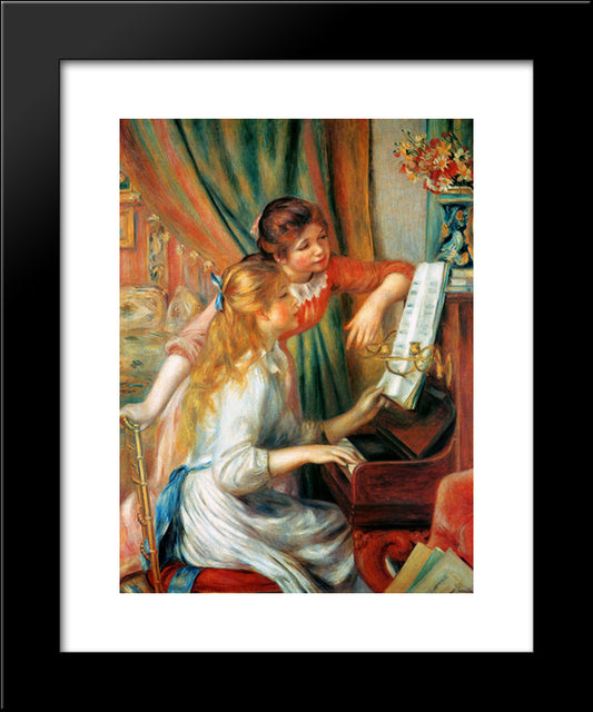 Girls At The Piano 20x24 Black Modern Wood Framed Art Print Poster by Renoir, Pierre Auguste