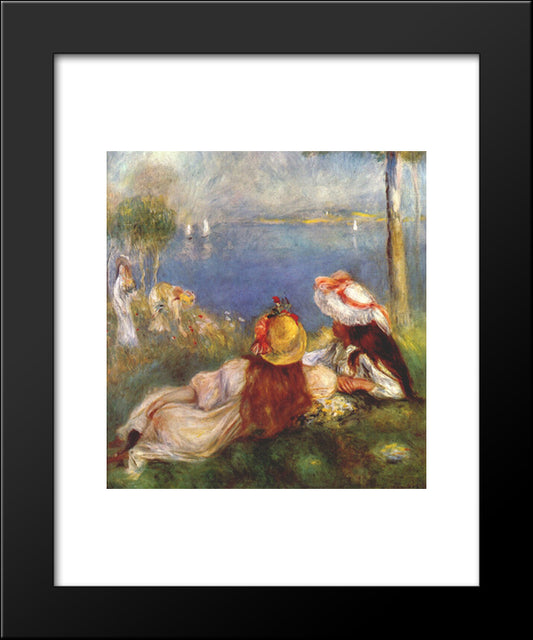Girls On The Seashore 20x24 Black Modern Wood Framed Art Print Poster by Renoir, Pierre Auguste