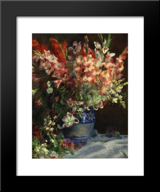 Gladiolas In A Vase 20x24 Black Modern Wood Framed Art Print Poster by Renoir, Pierre Auguste