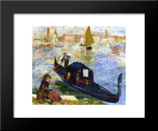 Gondola 20x24 Black Modern Wood Framed Art Print Poster by Renoir, Pierre Auguste
