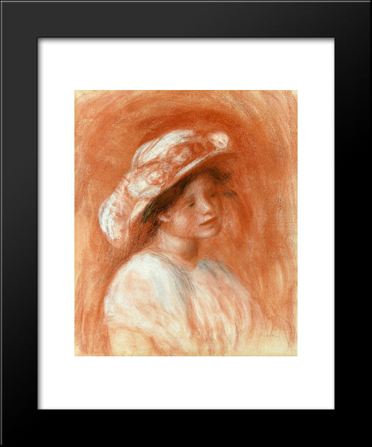 Head Of A Girl 20x24 Black Modern Wood Framed Art Print Poster by Renoir, Pierre Auguste