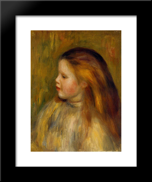 Head Of A Little Girl In Profile 20x24 Black Modern Wood Framed Art Print Poster by Renoir, Pierre Auguste