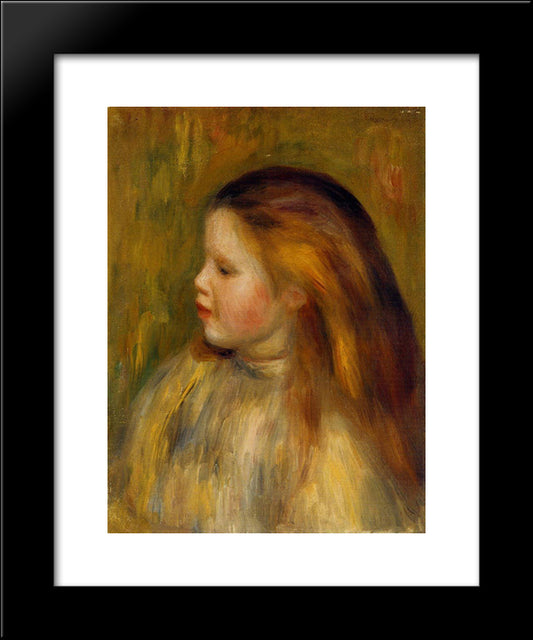 Head Of A Little Girl In Profile 20x24 Black Modern Wood Framed Art Print Poster by Renoir, Pierre Auguste