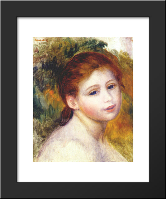Head Of A Woman 20x24 Black Modern Wood Framed Art Print Poster by Renoir, Pierre Auguste