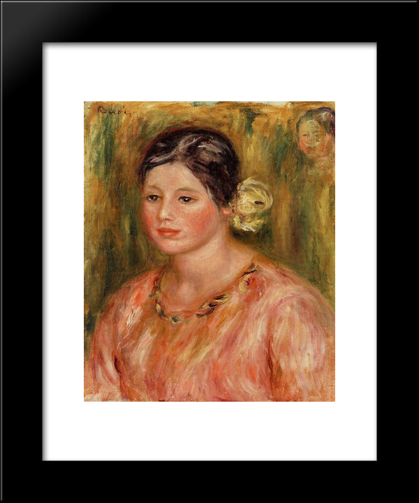 Head Of A Young Girl In Red 20x24 Black Modern Wood Framed Art Print Poster by Renoir, Pierre Auguste
