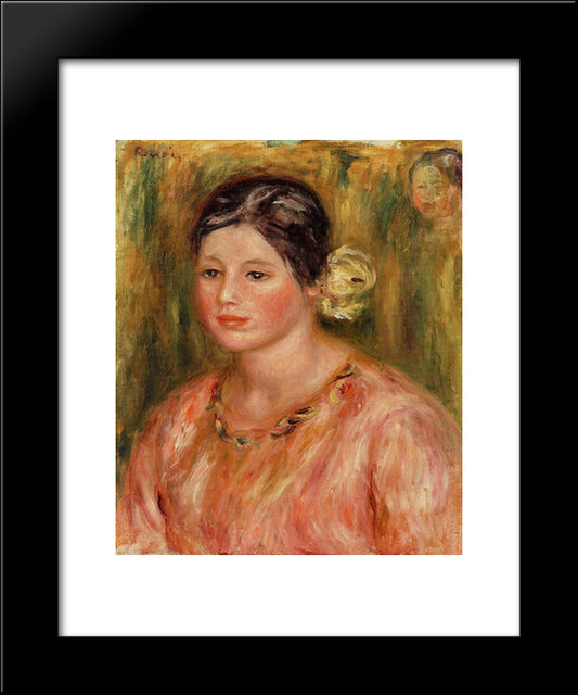 Head Of A Young Girl In Red 20x24 Black Modern Wood Framed Art Print Poster by Renoir, Pierre Auguste