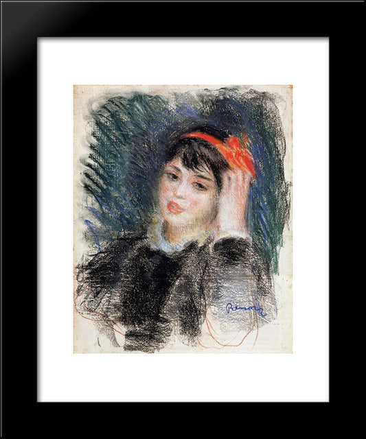 Head Of A Young Woman 20x24 Black Modern Wood Framed Art Print Poster by Renoir, Pierre Auguste
