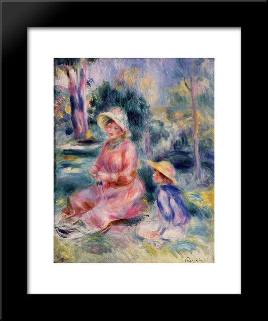 Head Of A Young Woman (Red Hat) 20x24 Black Modern Wood Framed Art Print Poster by Renoir, Pierre Auguste