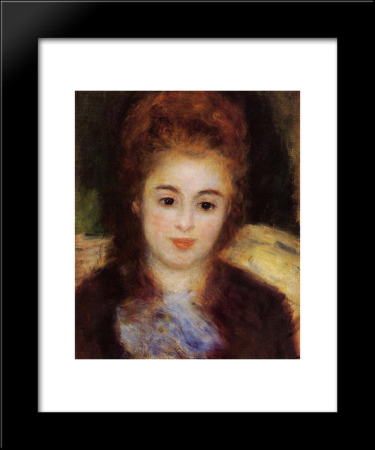 Head Of A Young Woman Wearing A Blue Scarf (Madame Henriot) 20x24 Black Modern Wood Framed Art Print Poster by Renoir, Pierre Auguste