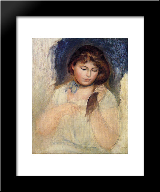 Head Of Gabrielle 20x24 Black Modern Wood Framed Art Print Poster by Renoir, Pierre Auguste