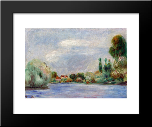 House On The River 20x24 Black Modern Wood Framed Art Print Poster by Renoir, Pierre Auguste