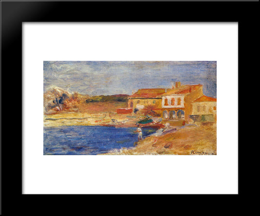 Houses By The Sea 20x24 Black Modern Wood Framed Art Print Poster by Renoir, Pierre Auguste
