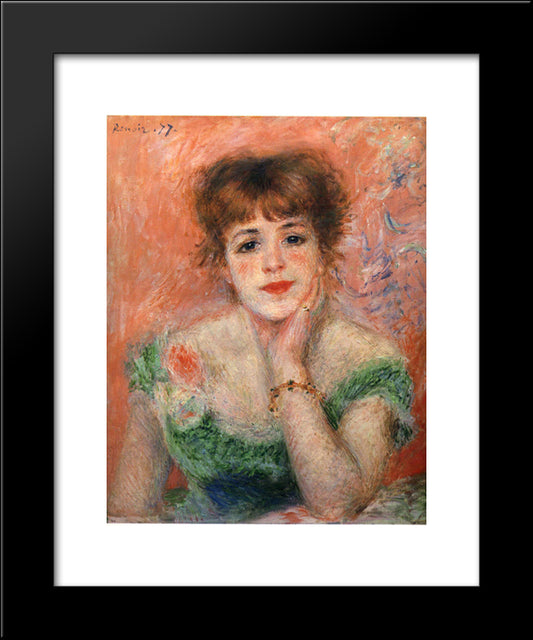 Jeanne Samary In A Low Necked Dress 20x24 Black Modern Wood Framed Art Print Poster by Renoir, Pierre Auguste