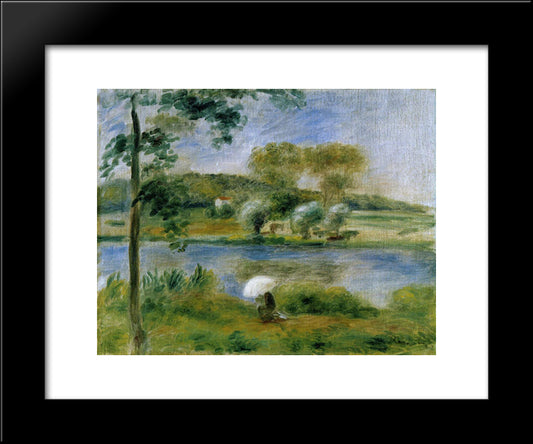 Landscape Banks Of The River 20x24 Black Modern Wood Framed Art Print Poster by Renoir, Pierre Auguste