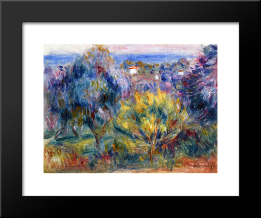 Landscape With A View Of The Sea 20x24 Black Modern Wood Framed Art Print Poster by Renoir, Pierre Auguste