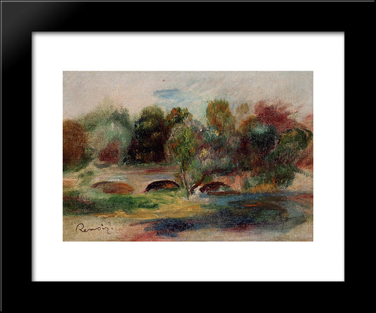 Landscape With Bridge 20x24 Black Modern Wood Framed Art Print Poster by Renoir, Pierre Auguste